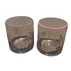 Anthropologie Dupe Pink Bow Whiskey Glasses Cocktail Barware Bar Cart SET of 2